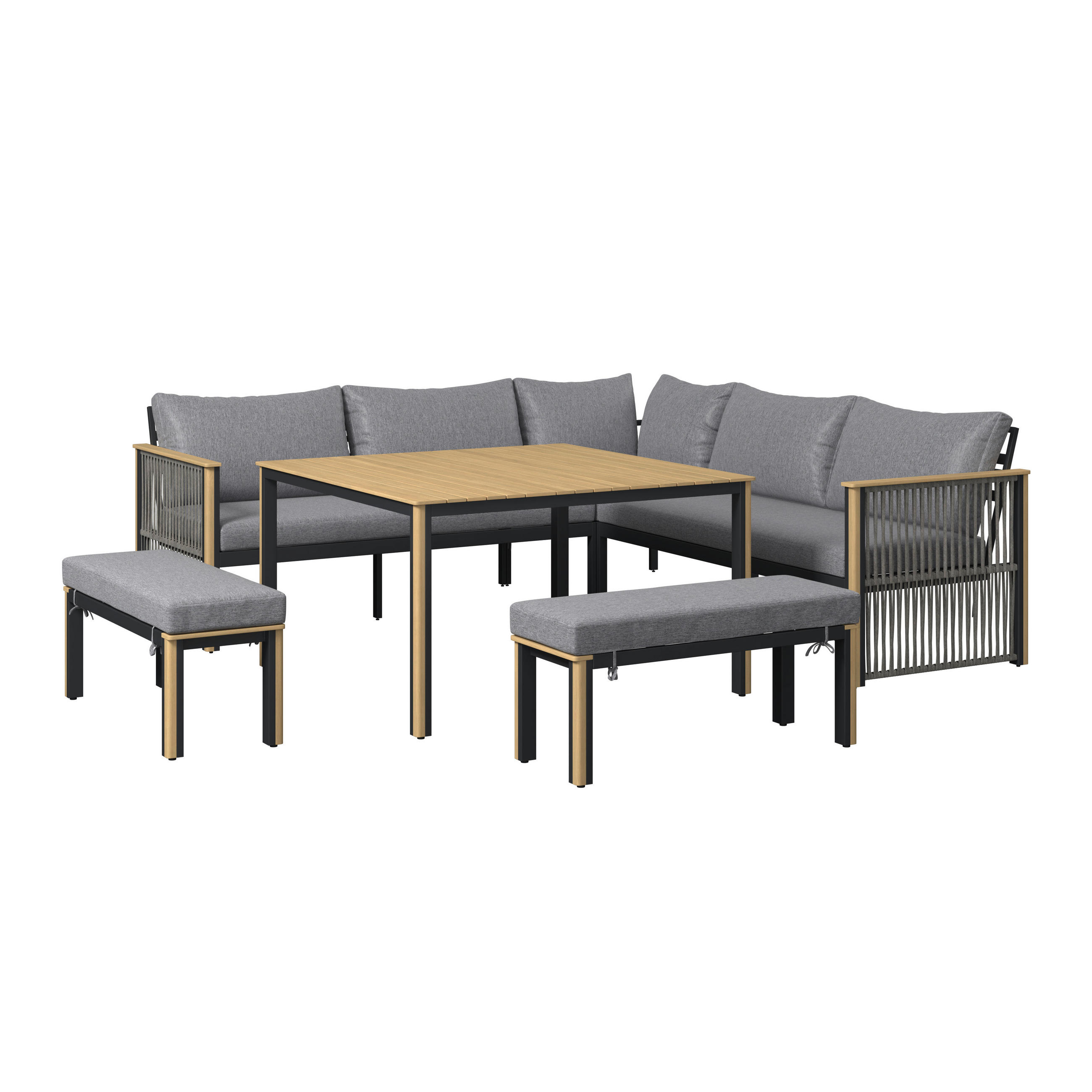 E-shop Ambia Garden JEDÁLENSKÁ TERASOVÁ SÚPRAVA 6-dielne, drevo, kov, textil
