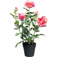 KUNSTPFLANZE Rose 58 cm  - Pink/Schwarz, Design, Kunststoff (58cm) - P & B