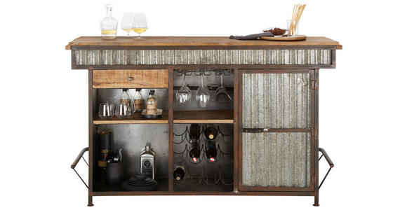 BAR Mangoholz Hartholz Anthrazit, Grau - Anthrazit/Grau, Trend, Holz/Metall (168/103/55cm) - Landscape