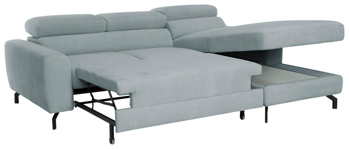 ECKSOFA Chenille Blaugrau  - Blaugrau/Schwarz, Design, Textil/Metall (226/177cm) - Livetastic