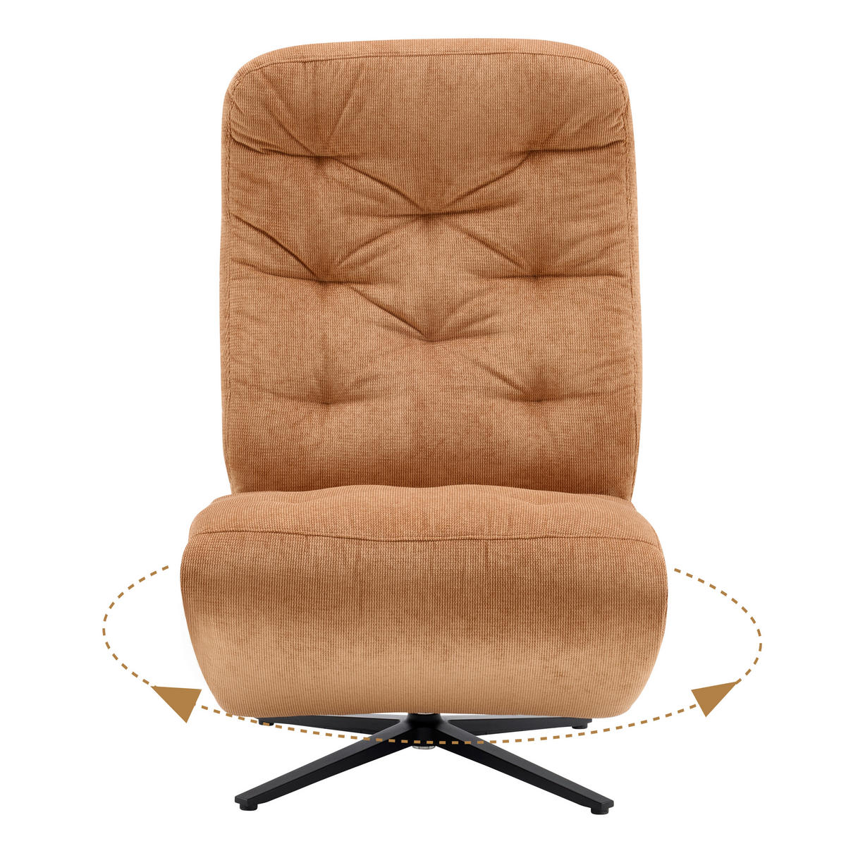 RELAXSESSEL NORA Webstoff    - Rostfarben/Schwarz, Design, Textil/Metall (68/113/84cm) - Livetastic