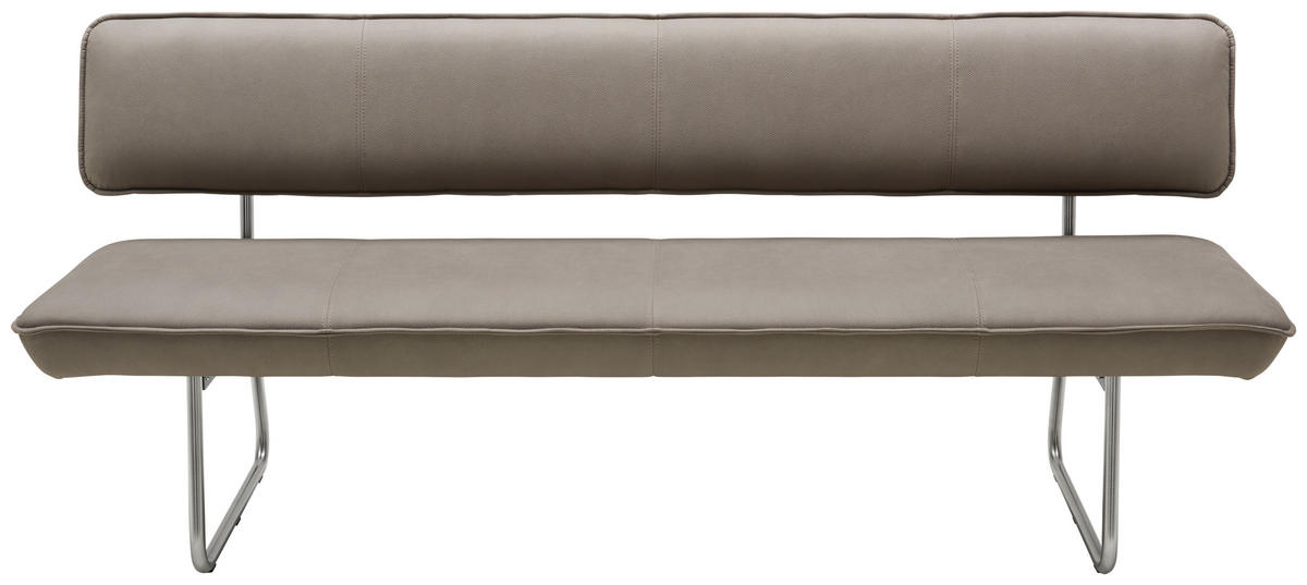SITZBANK in Metall, Textil Braun, Edelstahlfarben  - Edelstahlfarben/Braun, Design, Textil/Metall (200/87/67cm) - Venjakob