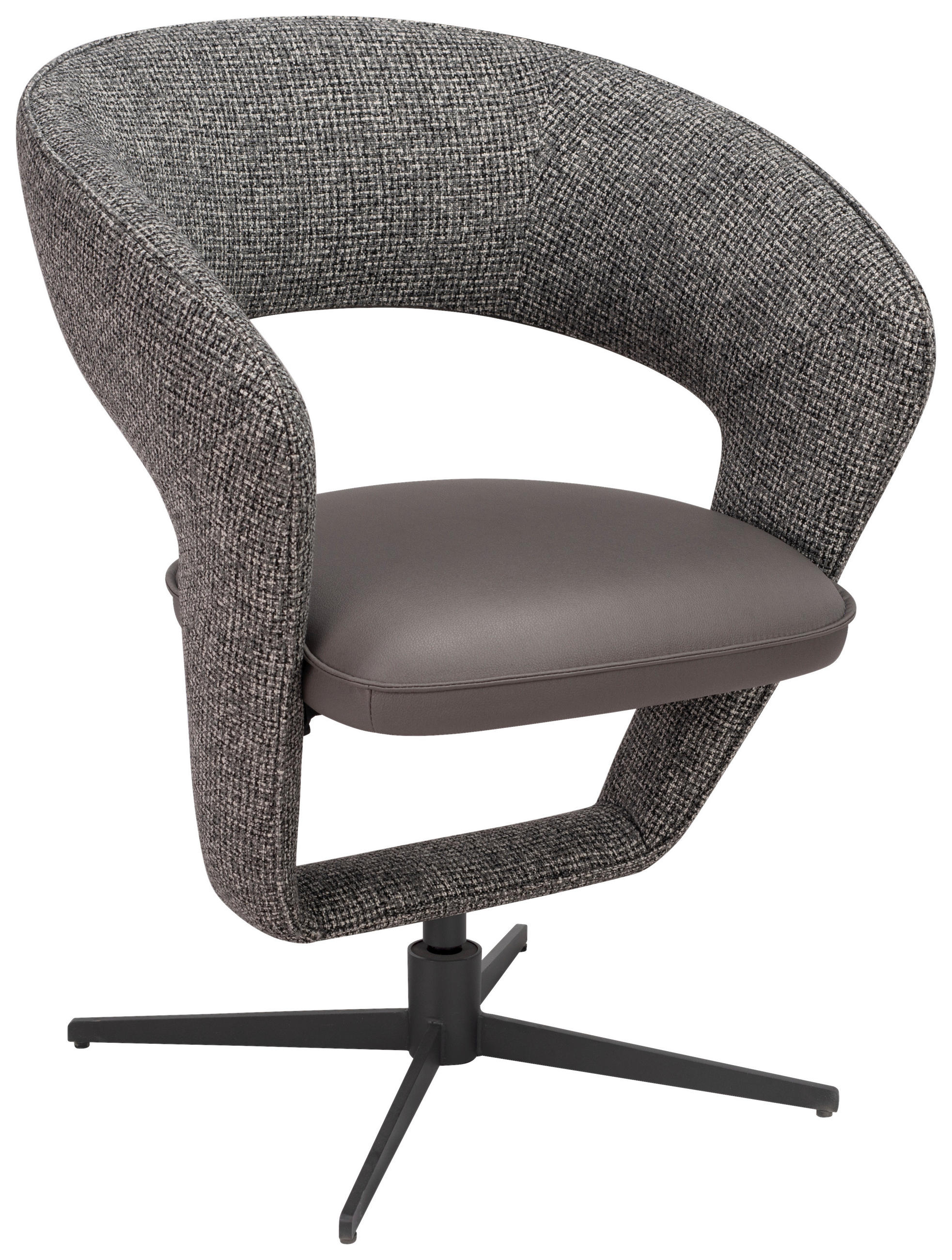 ARMLEHNSTUHL  in Eisen Webstoff, Mikrofaser  - Dunkelgrau/Schwarz, Design, Textil/Metall (62/84/62cm) - Moderano