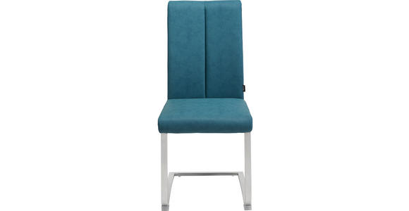 SCHWINGSTUHL in Metall, Textil Edelstahlfarben, Türkis - Türkis/Edelstahlfarben, Design, Textil/Metall (43,5/95/62cm) - Xora