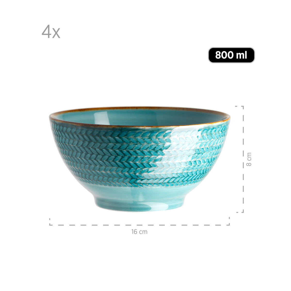 SCHÜSSELSET 4-teilig Prospero   - Blau, Basics, Keramik (16/8/16cm) - Mäser