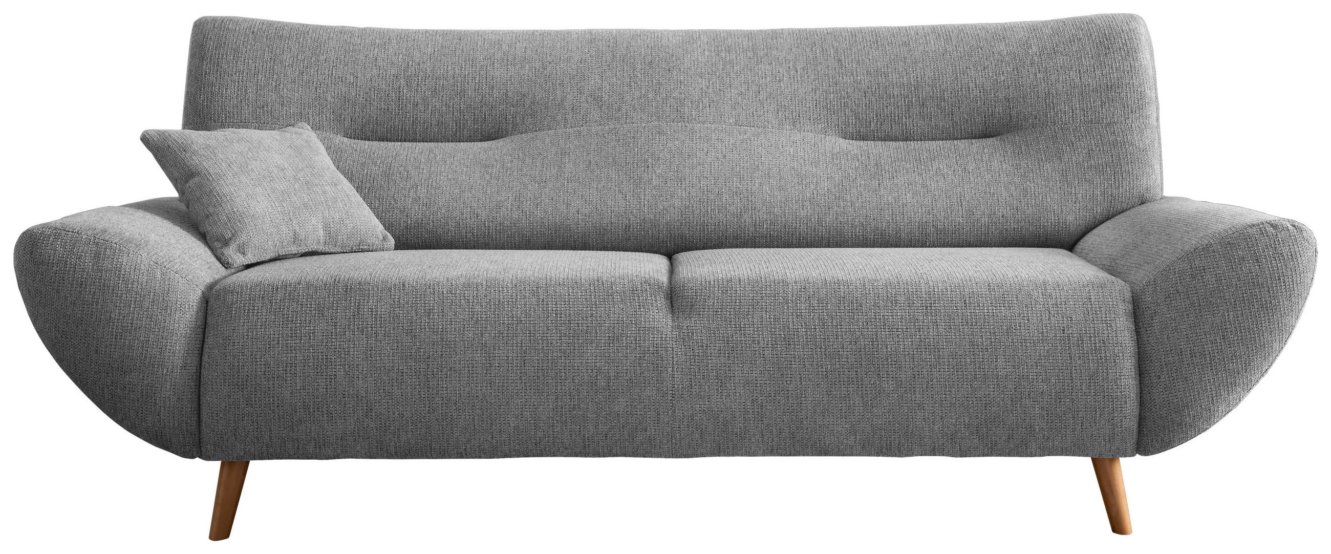 3-SITZER-SOFA Chenille Silberfarben  - Wildeiche/Silberfarben, MODERN, Holz/Textil (205/81/90cm) - MID.YOU