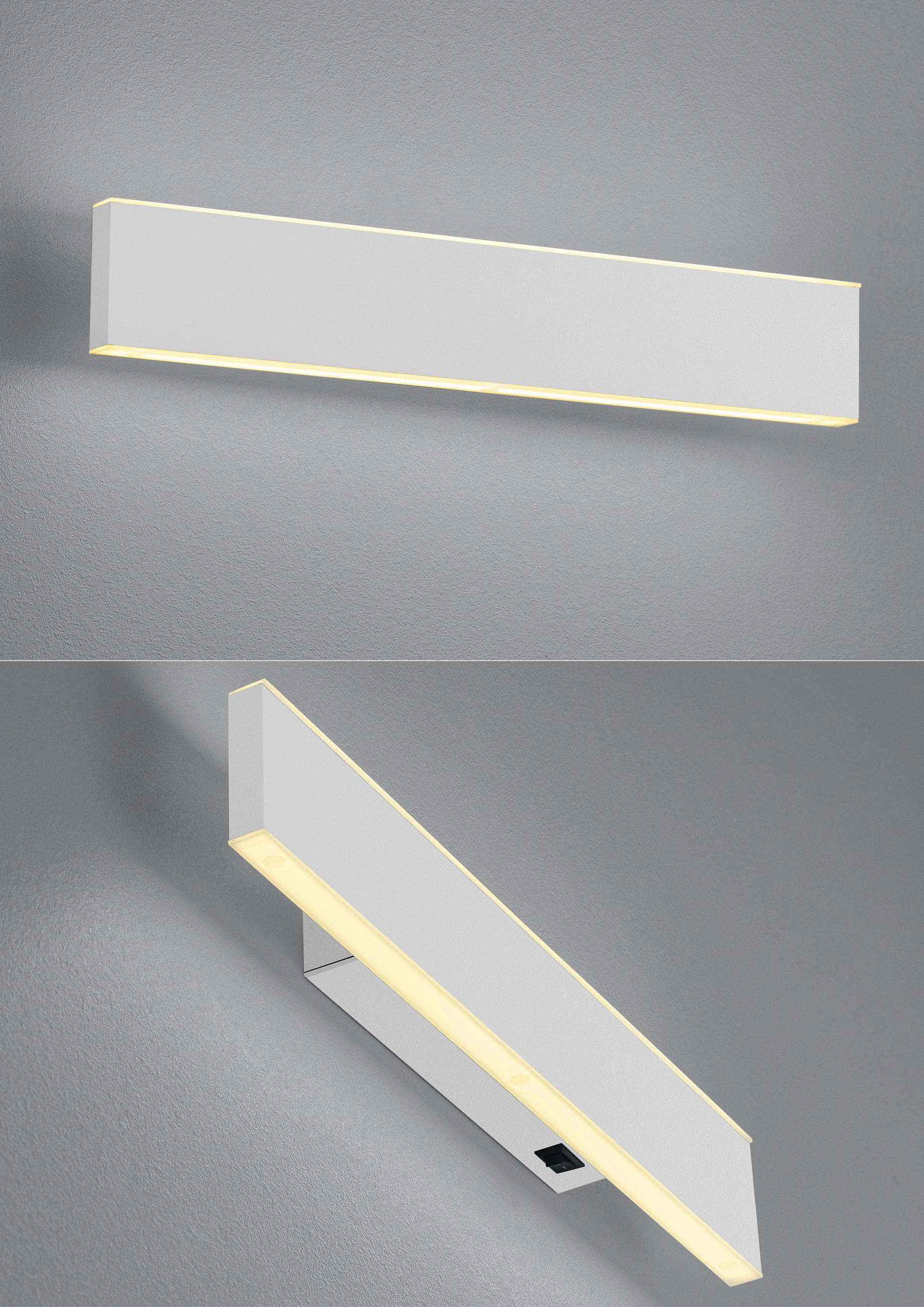 Thumbnail - Hell Akku-Wandleuchte Delta-B, Weiß, Metall, rechteckig,rechteckig, F, 14x2.7 cm, Europäischer Sicherheitsstandard, Stuf...