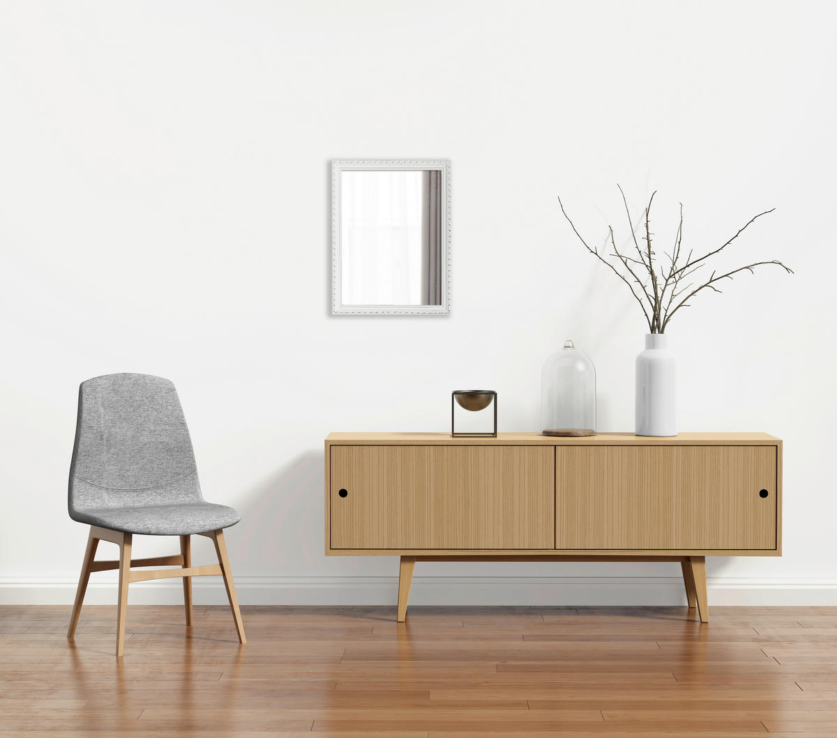 WANDSPIEGEL 34/45/2 cm    in rechteckig  - Weiß, Trend, Glas/Holz (34/45/2cm) - Boxxx