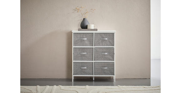 KOMMODE , 70/80/30 cm, 6 Schublade(n)  - Weiß/Grau, Basics, Karton/Holz (70/80/30cm) - Carryhome
