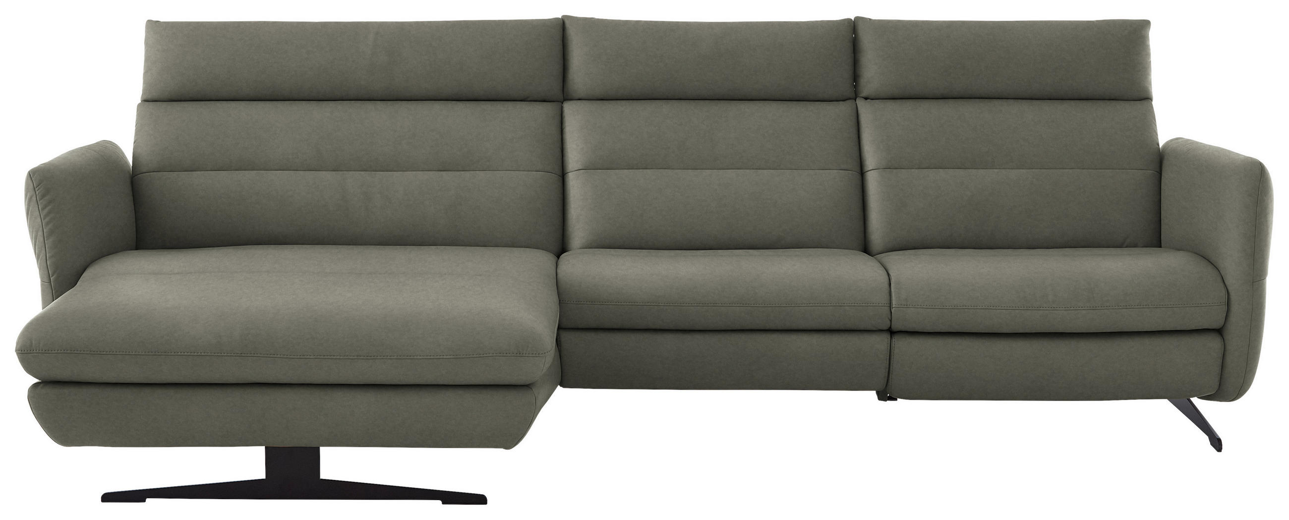ECKSOFA in Echtleder Grau  - Schwarz/Grau, Design, Leder/Metall (169/298cm) - Dieter Knoll