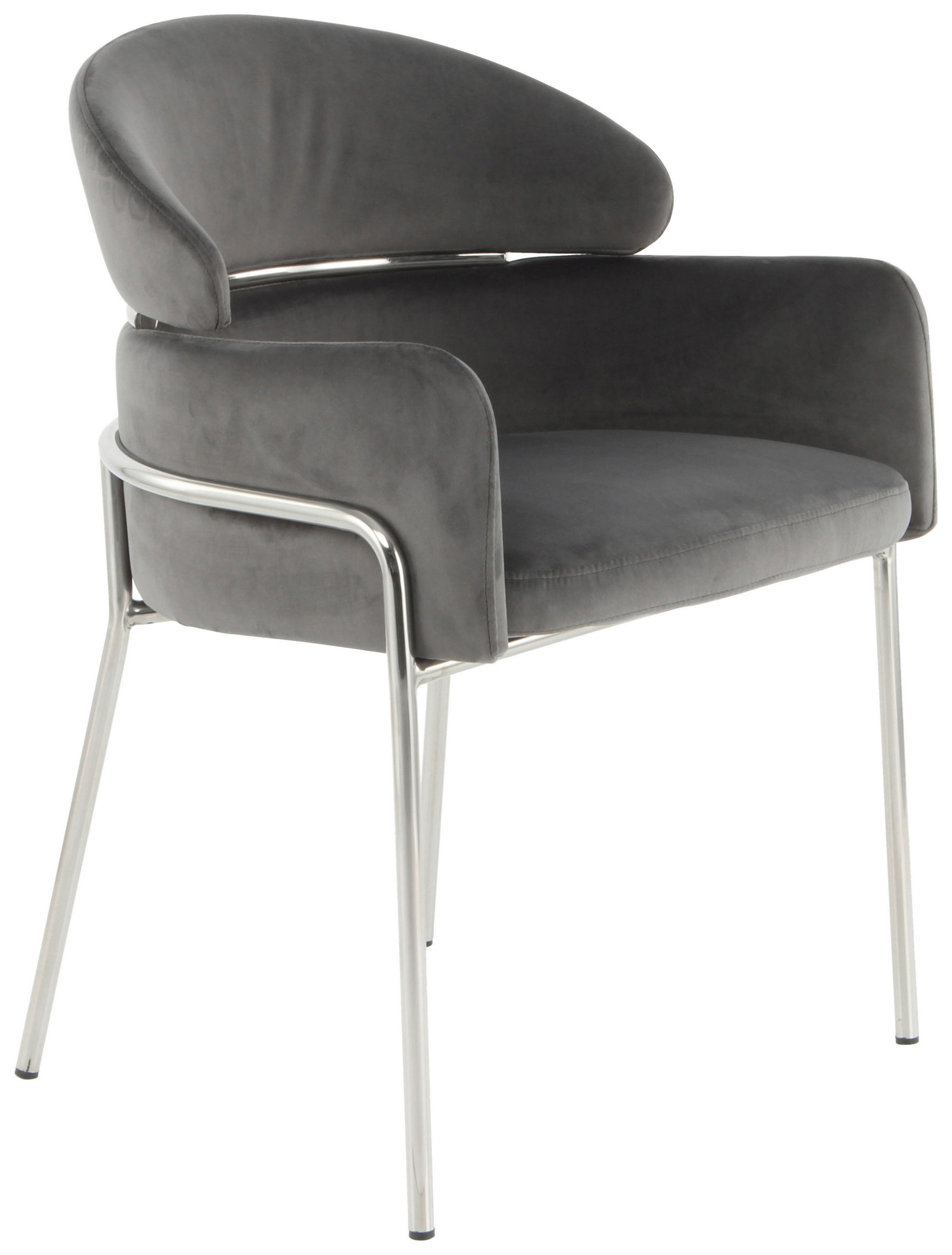 ŽIDLE S PODRUČKAMI, samet, šedá - šedá/barvy stříbra, Moderní, kov/textil (58/79/57cm) - MID.YOU