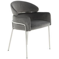 ŽIDLE S PODRUČKAMI, samet, šedá - šedá/barvy stříbra, Moderní, kov/textil (58/79/57cm) - MID.YOU