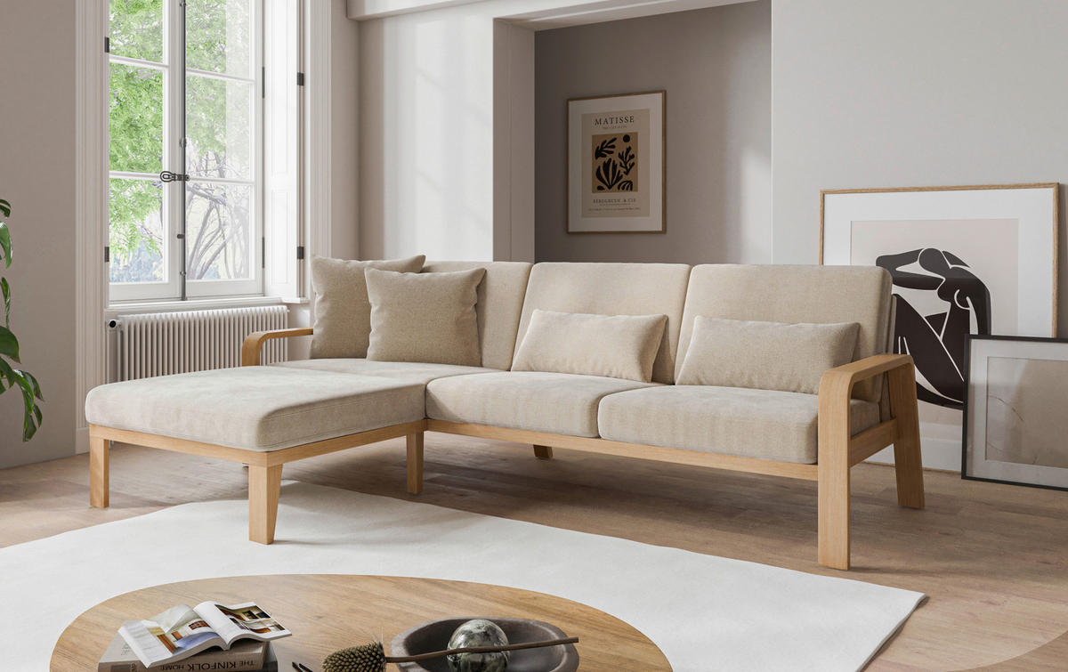 ECKSOFA in Struktur Beige  - Beige/Naturfarben, Konventionell, Holz/Textil (178/264cm) - Sit & More