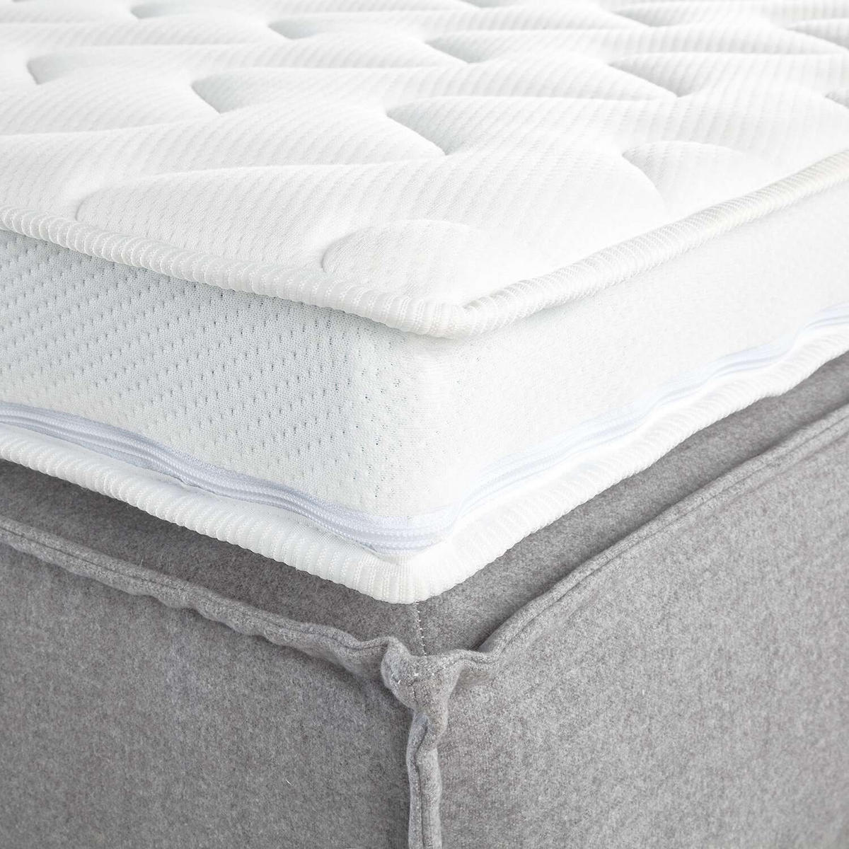 BOXSPRINGBETT 200/200 cm  in Hellgrau  - Hellgrau/Schwarz, Design, Textil (200/200cm) - home24