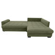 ECKSOFA Grün Cord Rückenkissen, Armlehnenkissen, Bettkasten, Schlaffunktion, Rücken echt, Liegefläche im Originalstoff  - Schwarz/Grün, KONVENTIONELL, Kunststoff/Textil (304/212cm) - Carryhome