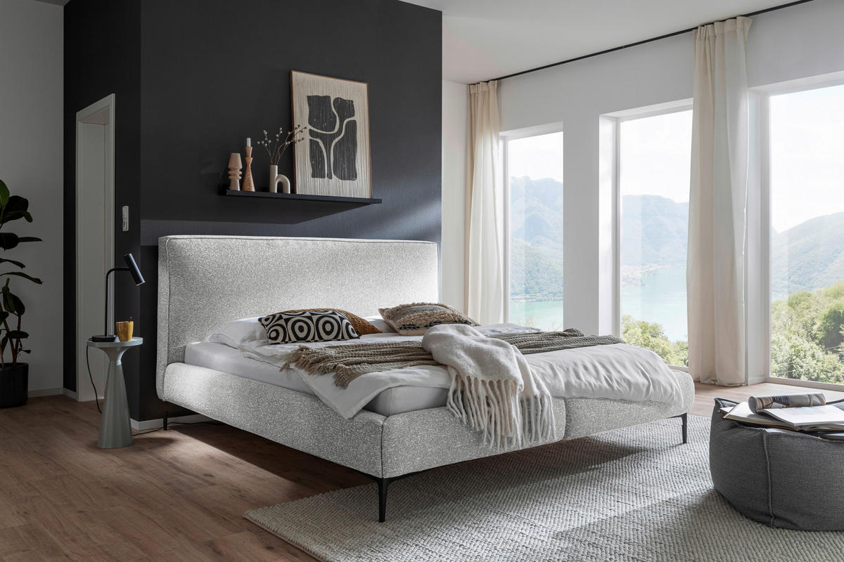 POLSTERBETT Hellgrau 180/200 cm  - Hellgrau, MODERN, Holzwerkstoff/Textil (180/200cm) - MID.YOU