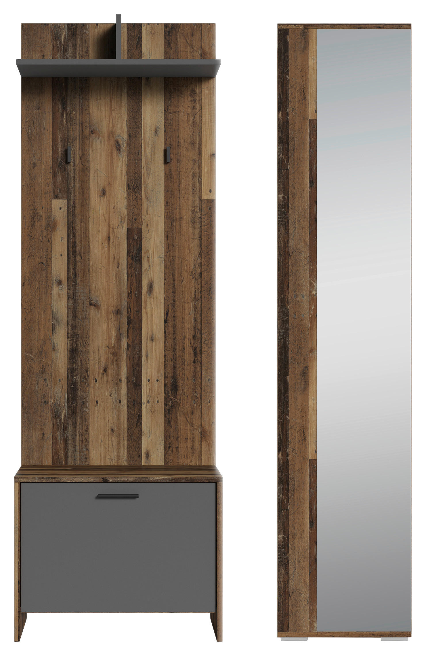 Mid.you Garderobe Anthrazit, Alteiche 40x184x35 cm
