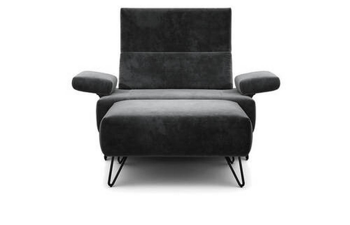 SESSELSET in Samt Anthrazit  - Anthrazit/Schwarz, Design, Textil/Metall (114-142/85/86-94cm) - SENSOO