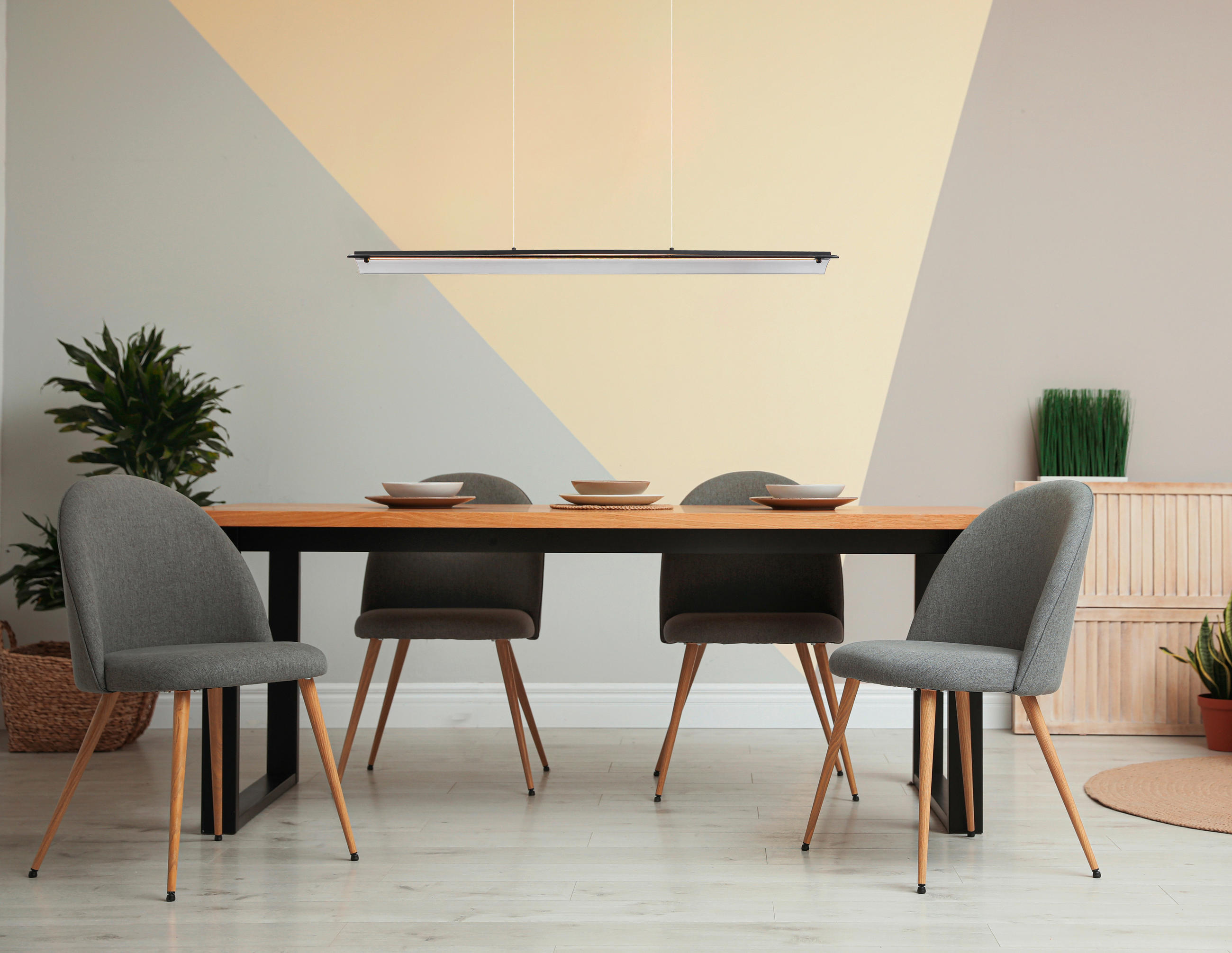LED-HÄNGELEUCHTE 100/12/150 cm    - Schwarz/Grau, Design, Glas/Metall (100/12/150cm) - Globo