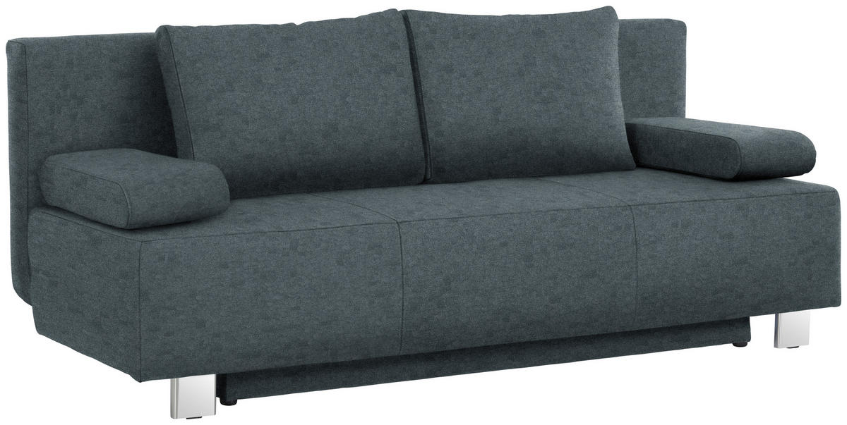 SCHLAFSOFA in Webstoff Anthrazit  - Chromfarben/Anthrazit, Design, Textil/Metall (197/88/89cm) - Xora
