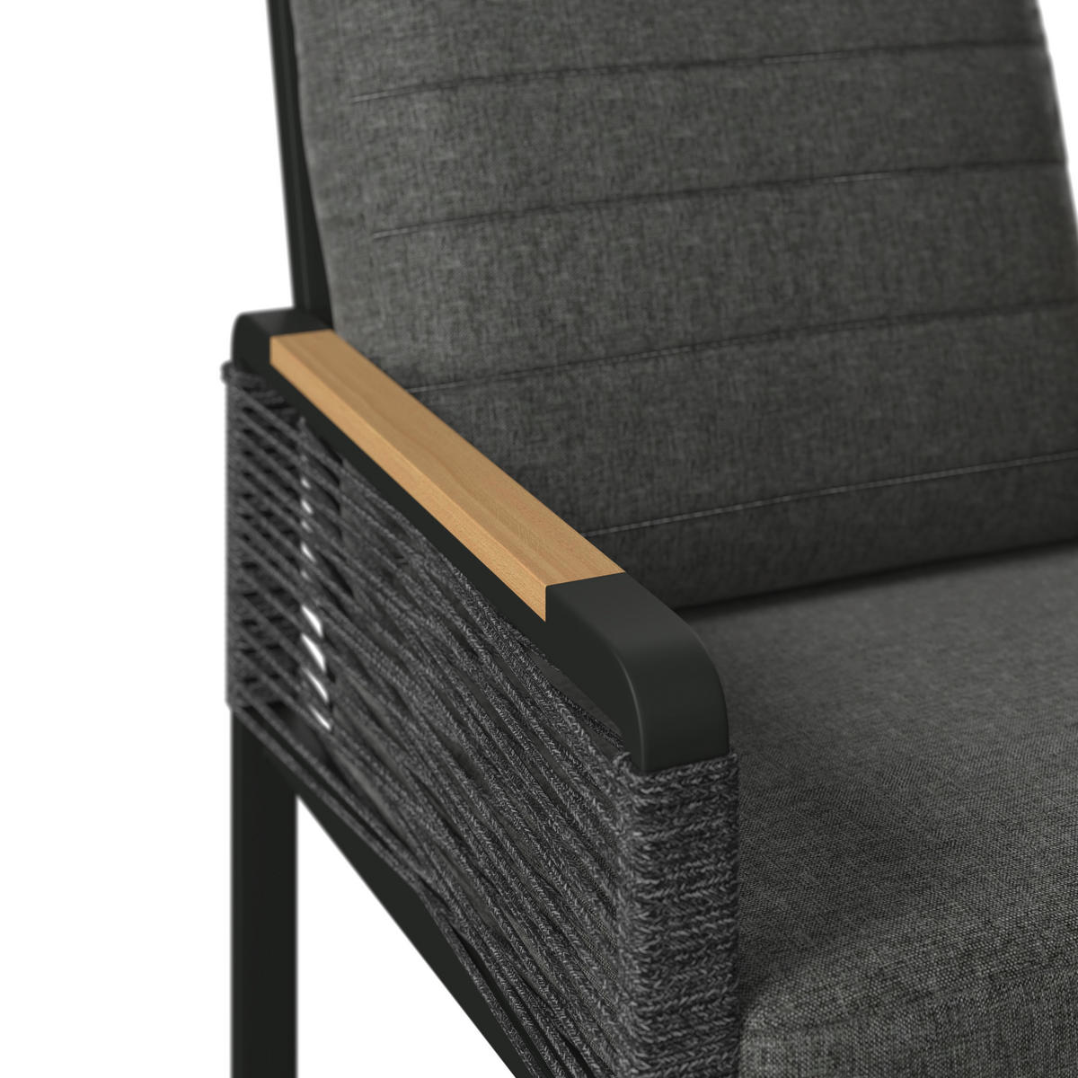 KERTI KAROSSZÉK fém, műanyag, textil natúr színű, sötétszürke  - natúr színű/sötétszürke, Modern, műanyag/textil (59/86/68cm) - Ambia Garden