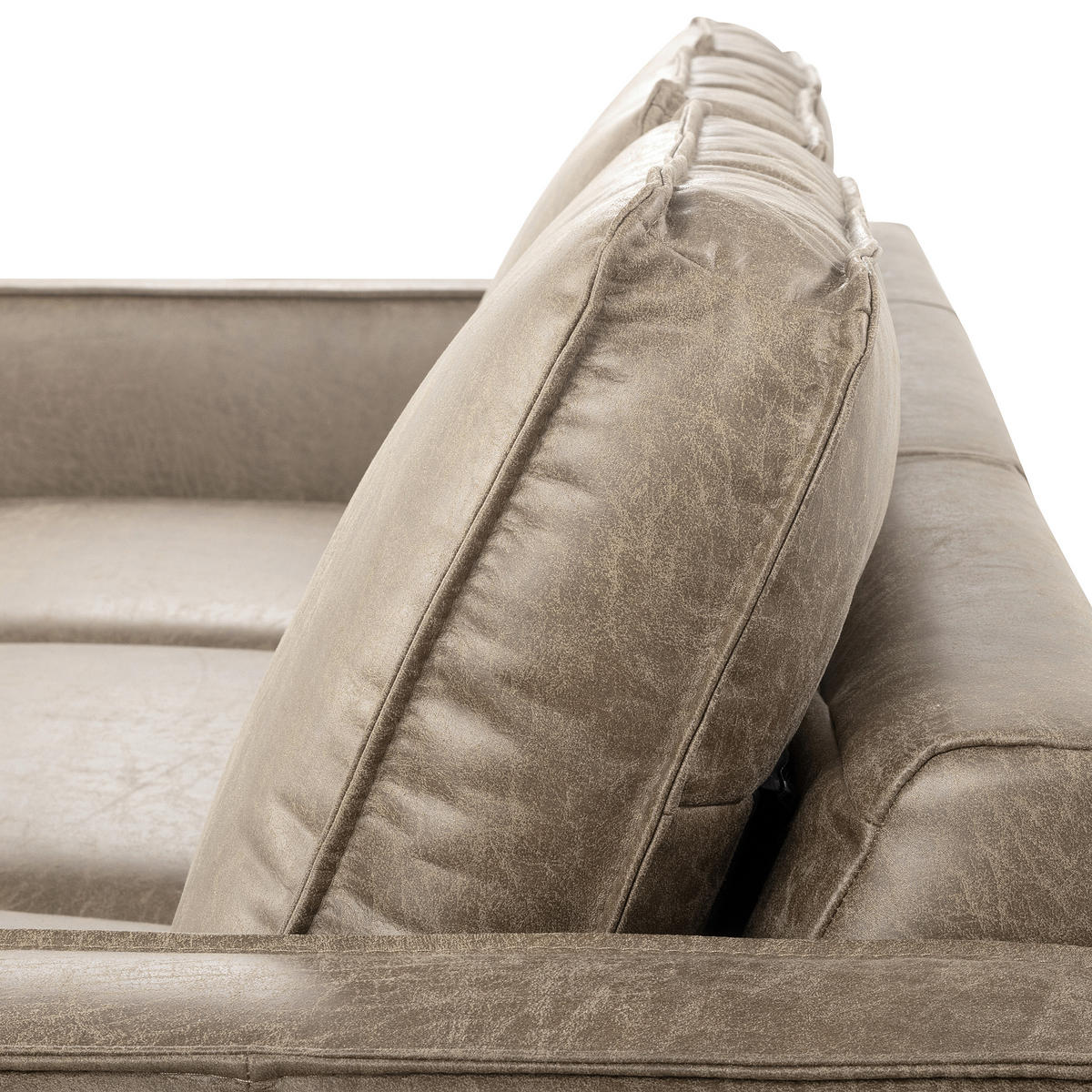 ECKSOFA Hellgrau Echtleder Lederlook Bettkasten, Schlaffunktion, Rücken echt  - Hellgrau/Schwarz, Design, Leder/Textil (166/238cm) - Livetastic