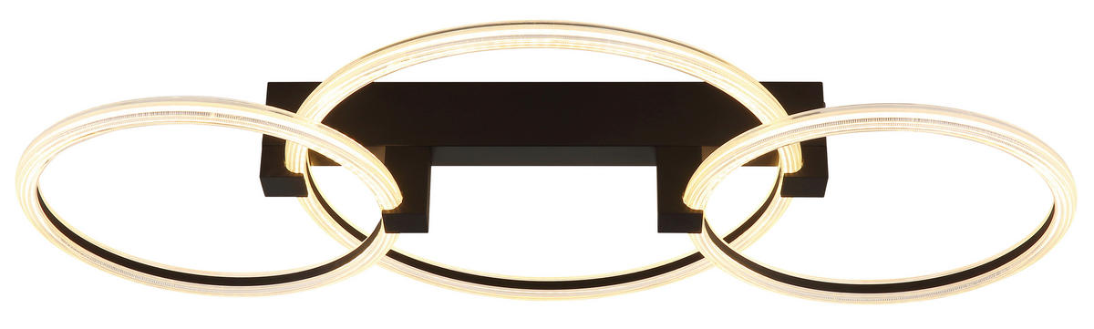 LED-DECKENLEUCHTE Fletcher 76,1/38/11,5 cm  - Transparent/Schwarz, Design, Kunststoff/Metall (76,1/38/11,5cm) - Globo