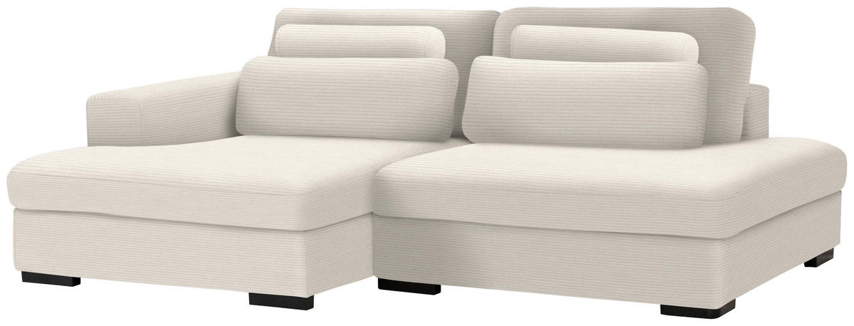ECKSOFA in Cord, Velours Ecru  - Ecru/Schwarz, Design, Kunststoff/Textil (158/223cm) - Lomoco
