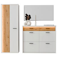 GARDEROBE 3-teilig  in 205/198/37 cm  - Eichefarben/Weiß, Design, Glas/Holzwerkstoff (205/198/37cm) - Xora
