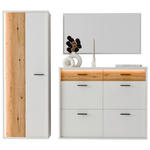 GARDEROBE 3-teilig  in 205/198/37 cm  - Eichefarben/Weiß, Design, Glas/Holzwerkstoff (205/198/37cm) - Xora
