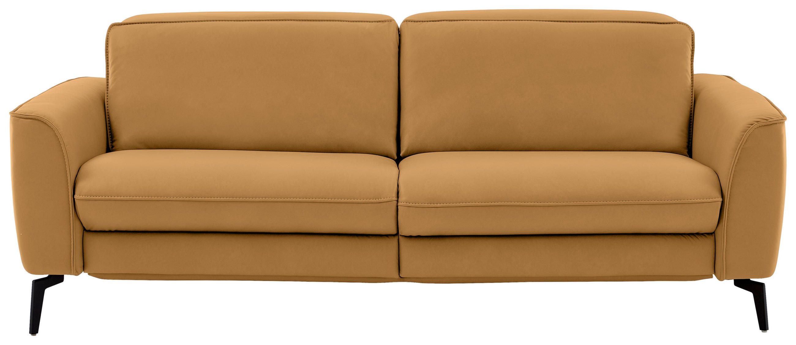 3-SITZER-SOFA in Leder Currygelb  - Currygelb/Schwarz, Natur, Leder/Metall (222/81/110cm) - Valdera