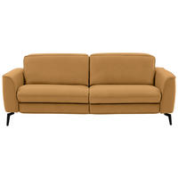 3-SITZER-SOFA in Echtleder Currygelb  - Currygelb/Schwarz, Natur, Leder/Metall (222/81/110cm) - Valdera