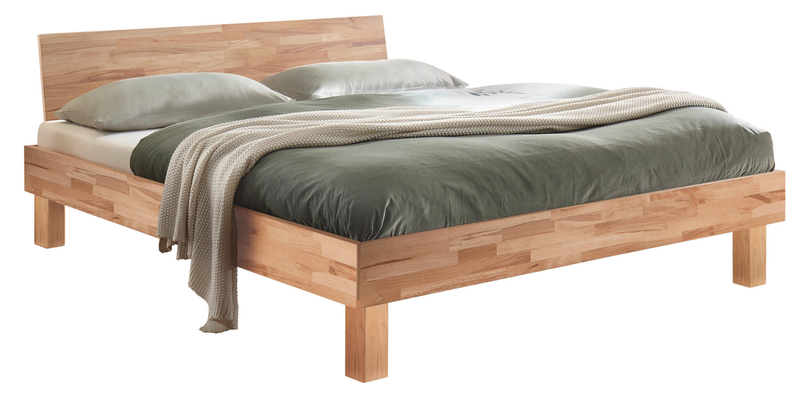 BETT 200/200 cm,  in Kernbuche,  - Buchefarben/Kernbuche, Natur, Holz (200/200cm) - Hasena