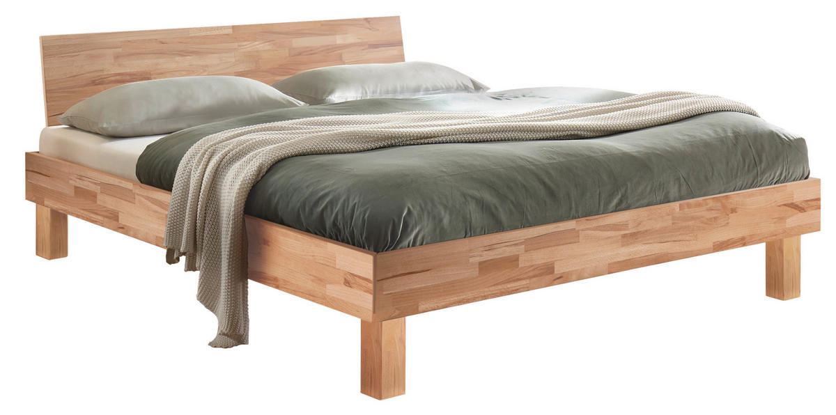 BETT 200/200 cm,  in Kernbuche,  - Buchefarben/Kernbuche, Natur, Holz (200/200cm) - Hasena