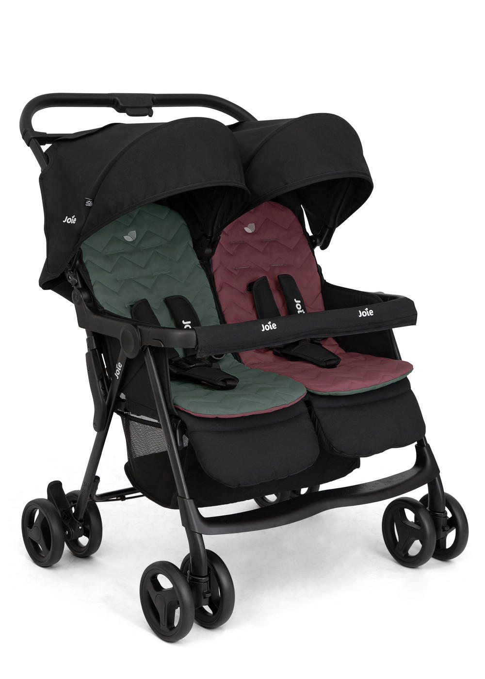 ZWILLINGSWAGEN Aire Twin  - Dunkelgrün/Bordeaux, Basics, Textil/Metall (78/102/70cm) - Joie