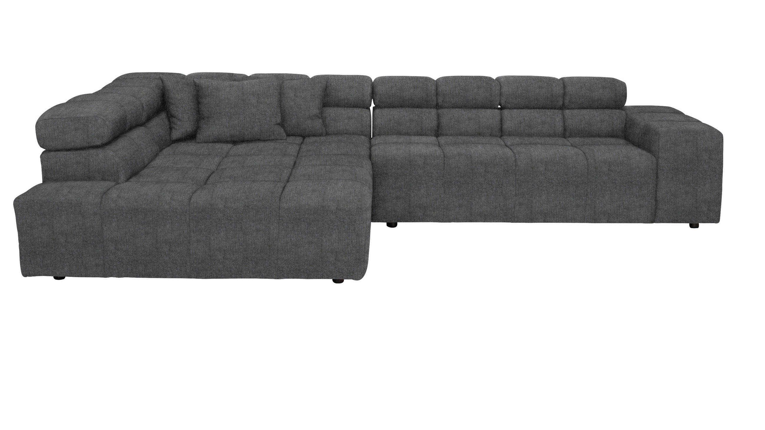 ECKSOFA in Velours Grau  213/317 cm  - Schwarz/Grau, Design, Kunststoff/Textil (213/317cm) - Hom`in