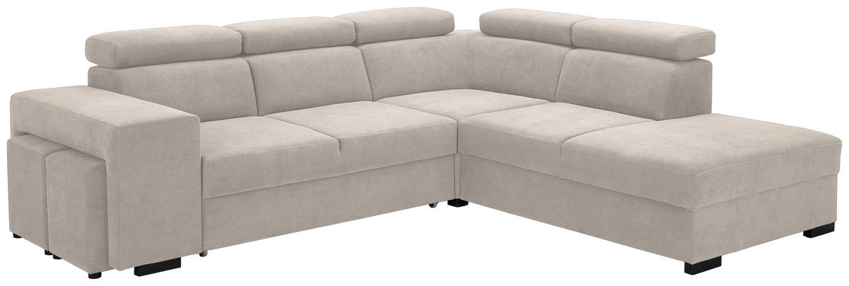 ECKSOFA Beige Webstoff  - Beige/Schwarz, KONVENTIONELL, Holz/Textil (283/244cm) - Carryhome