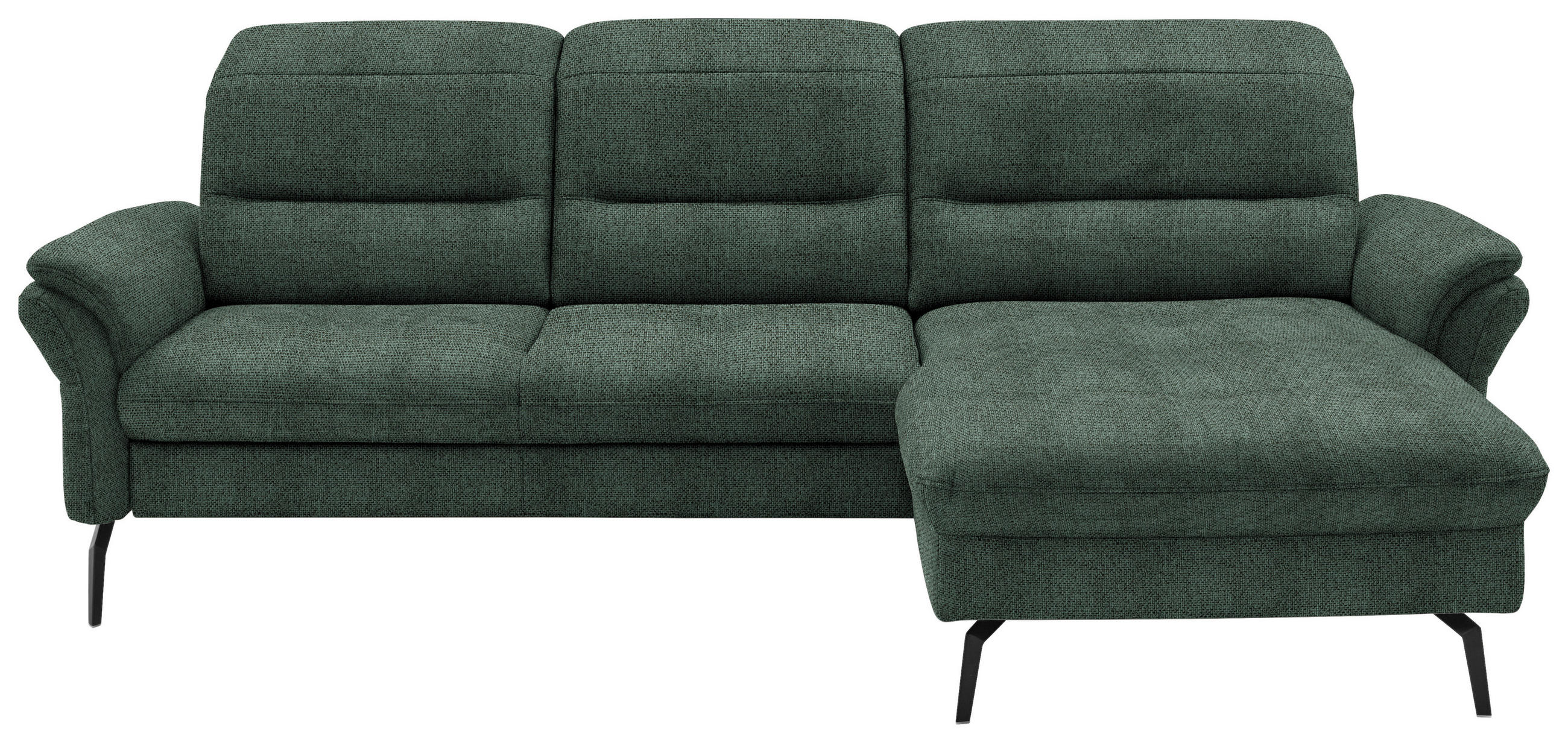 ECKSOFA in Flachgewebe Dunkelgrün  - Dunkelgrün/Schwarz, Konventionell, Textil/Metall (260/181cm) - Beldomo Speed