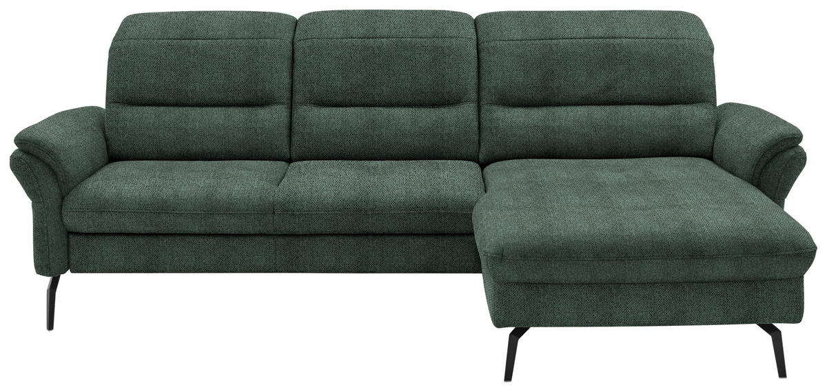 ECKSOFA in Flachgewebe Dunkelgrün  260/181 cm  - Dunkelgrün/Schwarz, KONVENTIONELL, Textil/Metall (260/181cm) - Beldomo Speed