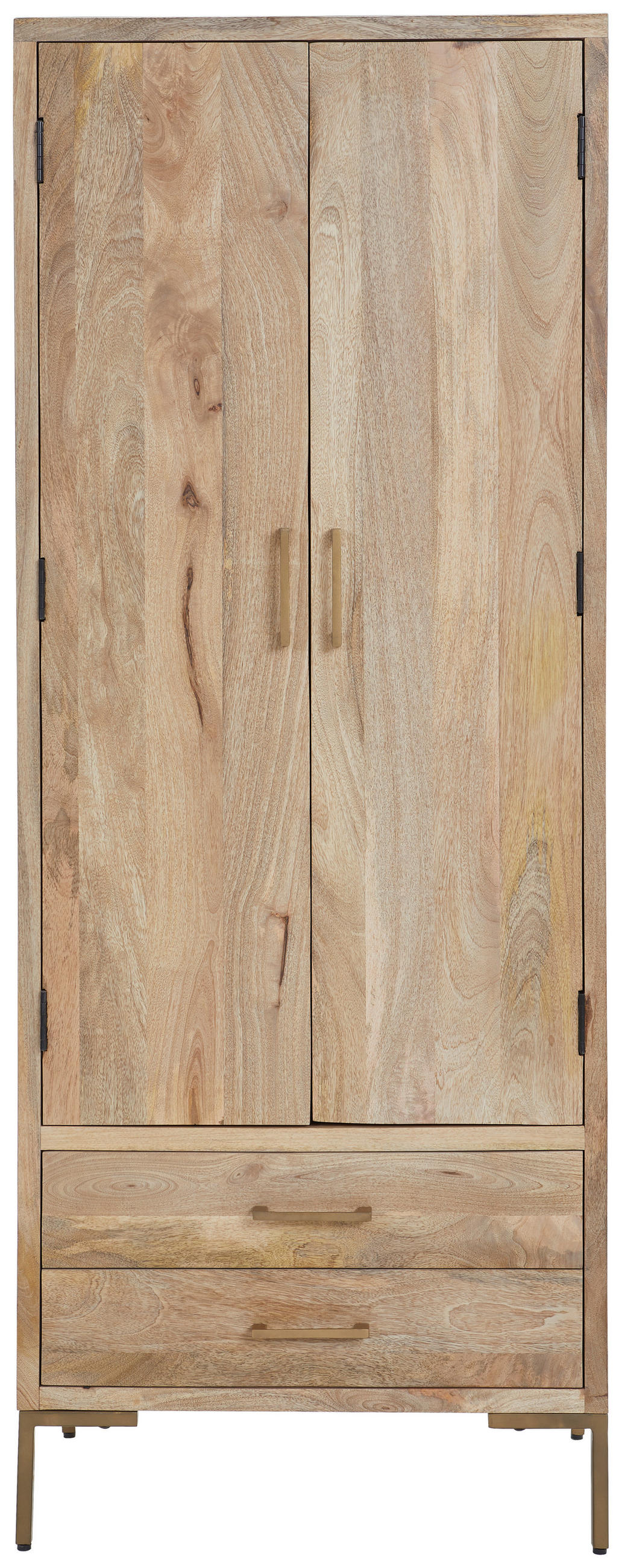 GARDEROBENSCHRANK Valencia  in 75/192/45 cm  - Goldfarben/Naturfarben, Natur, Holz/Metall (75/192/45cm) - MID.YOU