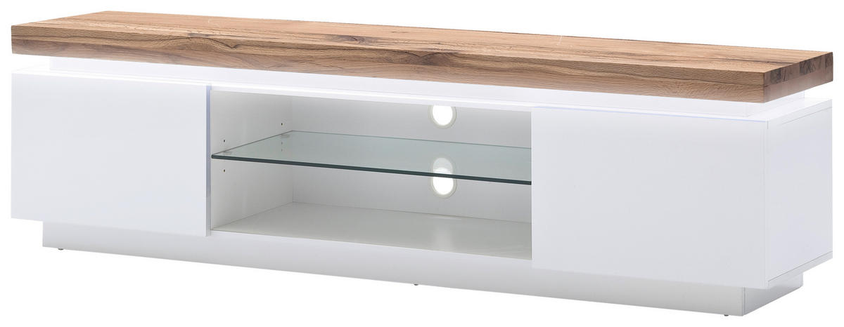 TV-ELEMENT 175/49/40 cm  - Weiss/Eichefarben, Design, Glas/Holz (175/49/40cm)