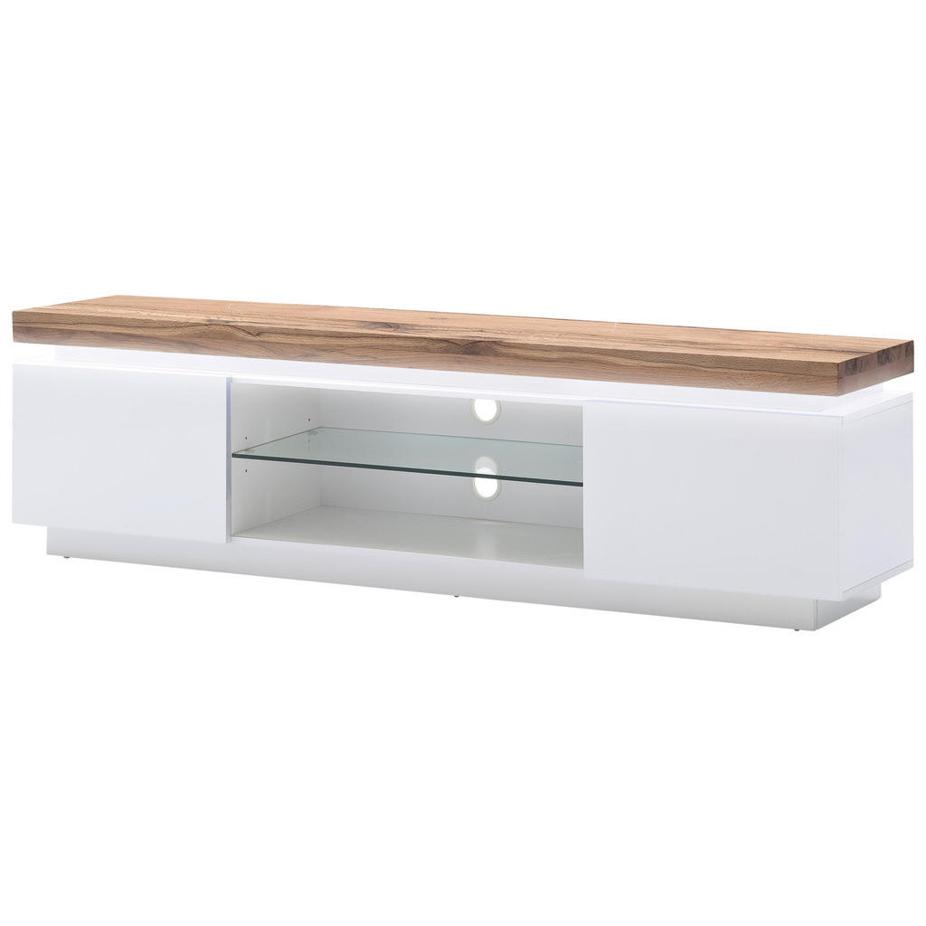 Thumbnail - Tv-Element Romina, Weiß, Eiche, Holz, Holzwerkstoff, Eiche, massiv, 1 Fächer, 175x49x40 cm, Kleinmöbel