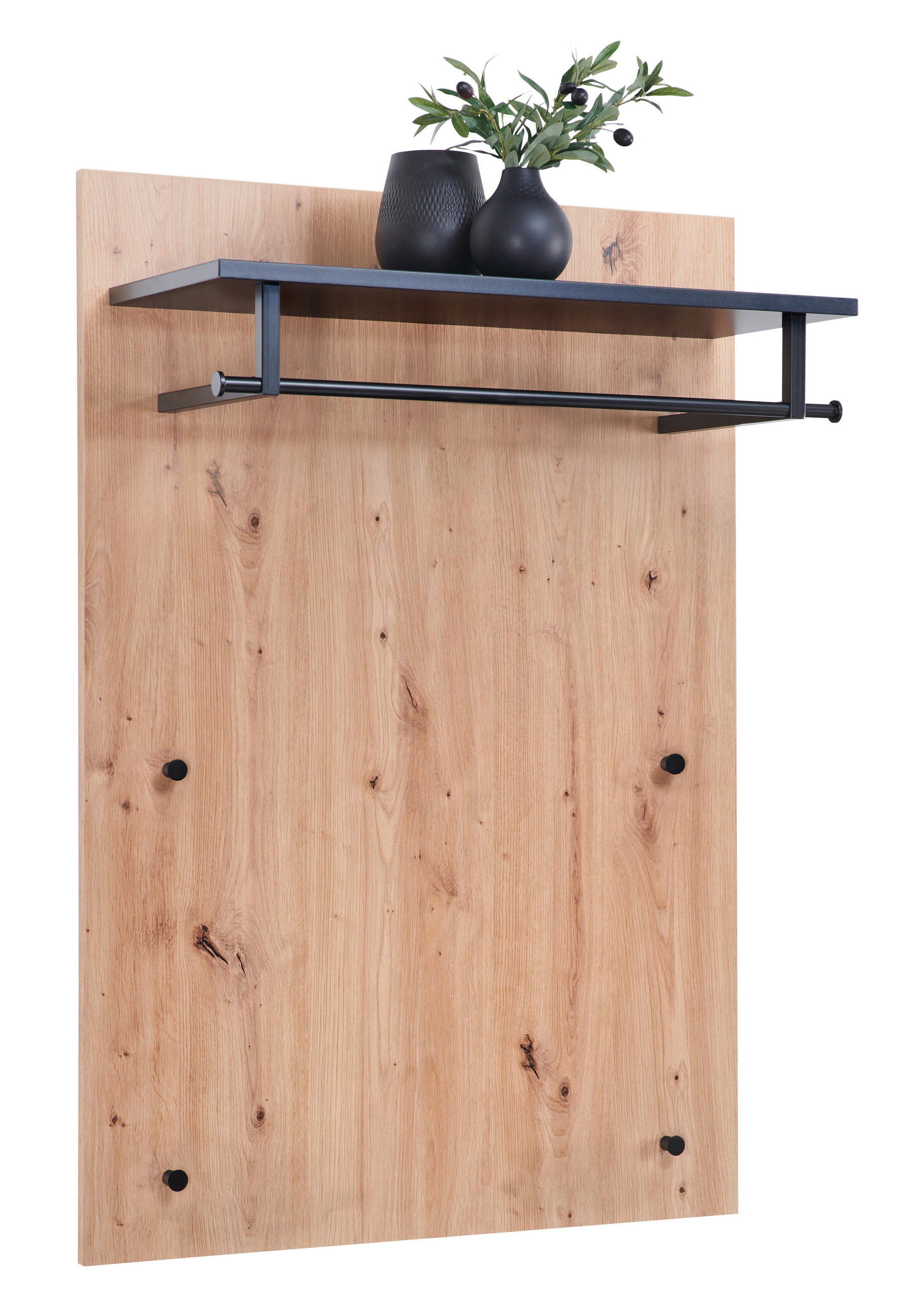 GARDEROBENPANEEL  in 80/115/32 cm  - Eichefarben/Anthrazit, KONVENTIONELL, Holzwerkstoff/Metall (80/115/32cm) - Moderano