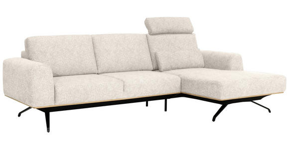 ECKSOFA in Struktur Beige  - Beige/Schwarz, Design, Textil/Metall (262/157cm) - Novel