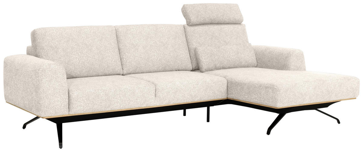 ECKSOFA in Struktur Beige  - Beige/Schwarz, Design, Textil/Metall (262/157cm) - Novel