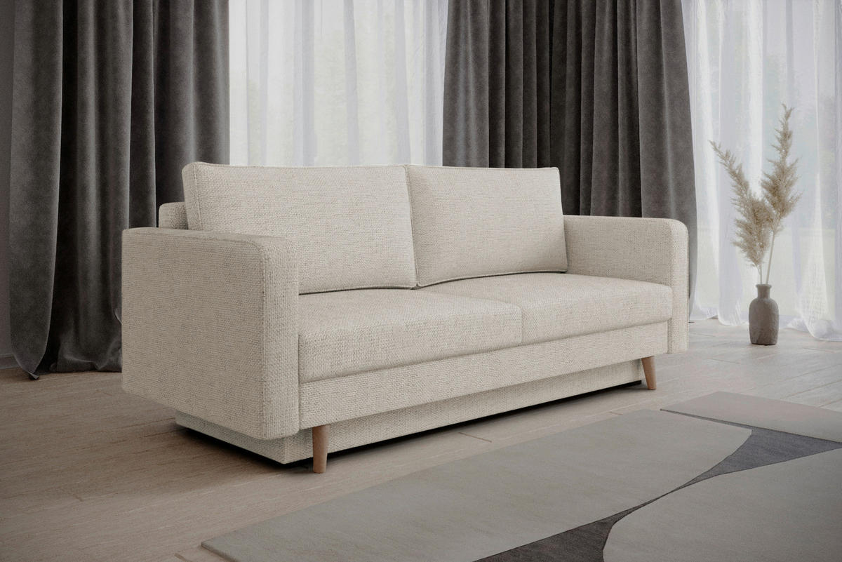 SCHLAFSOFA COCO in Creme  - Erlefarben/Creme, Design, Holzwerkstoff/Kunststoff (232/90/97cm) - MID.YOU