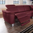 ECKSOFA in Echtleder Weinrot  - Weinrot/Alufarben, Design, Leder/Metall (271/242cm) - Cantus