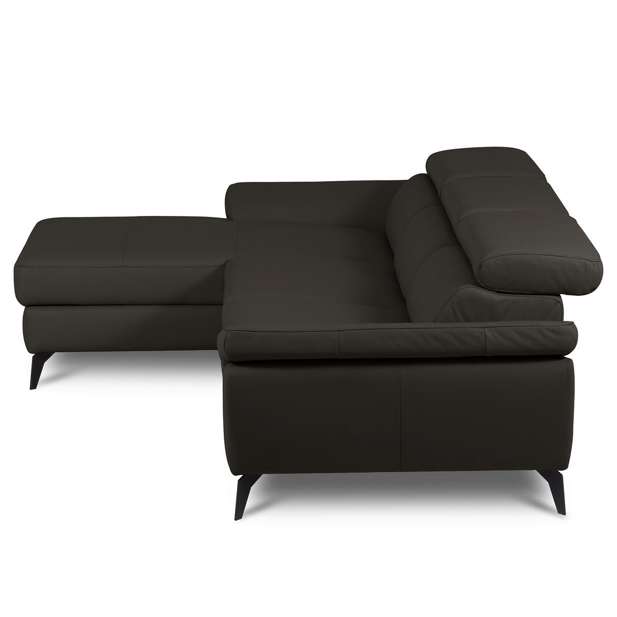 ECKSOFA  in Lederlook Echtleder Dunkelbraun  - Dunkelbraun/Schwarz, Design, Leder/Textil (179/252cm) - Livetastic