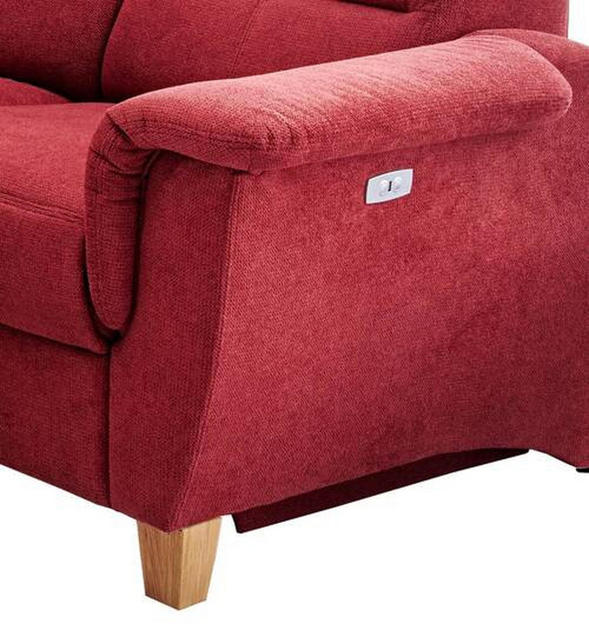 ECKSOFA in Struktur Rot  - Wildeiche/Rot, Konventionell, Holz/Textil (237/186cm) - Livetastic