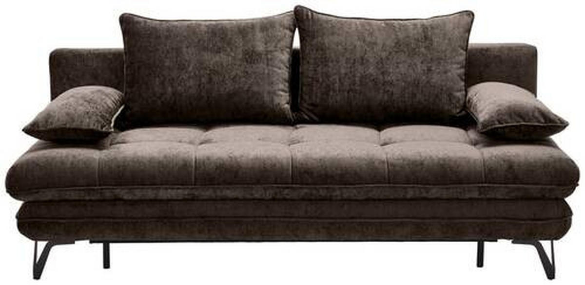 SCHLAFSOFA Samt Braun  - Schwarz/Braun, Design, Textil/Metall (205/79-96/85cm) - Novel